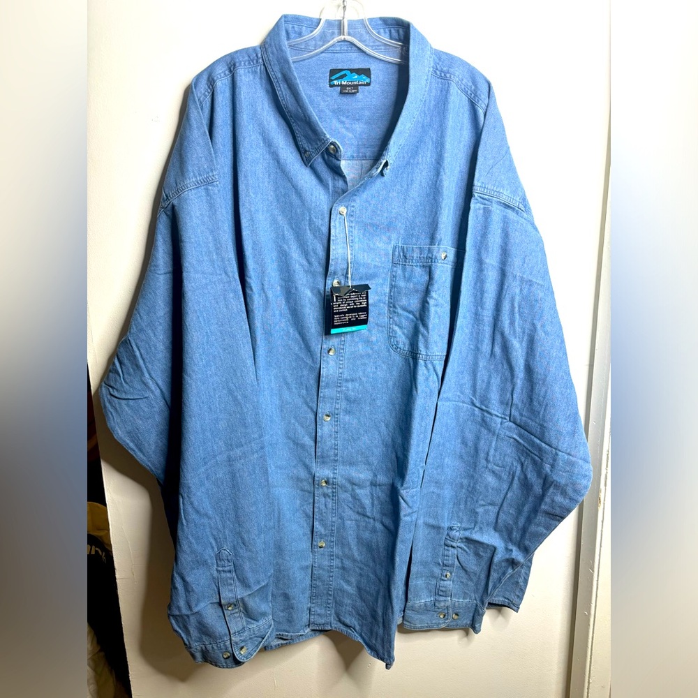 NWT Tri-Mountain Blue Business Casual button Down Mens Size 6XL Plus Size Shirt